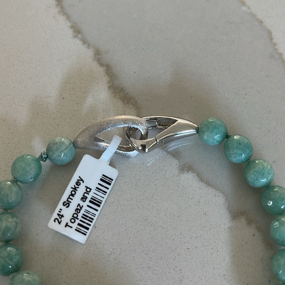 One of a kind Smokey Topaz and Amazonite beaded necklace. - Picture 12 of 12